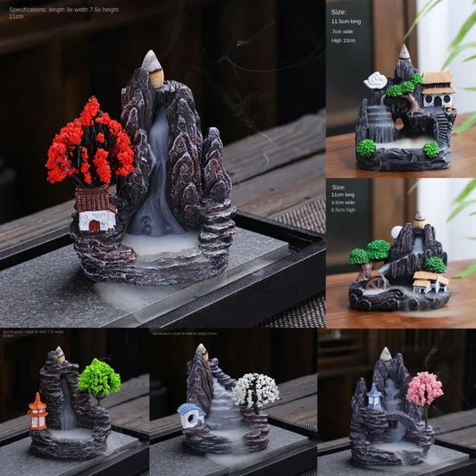 Backflow Incense Burner Waterfall – Ceramic Aromatherapy Holder with Cascading Smoke Effect