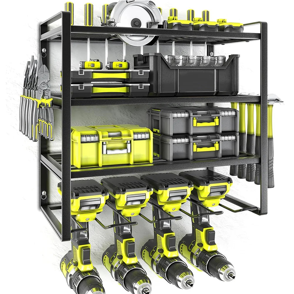 Wall Mounted Power Tool Rack – Electric Drill & Workshop Storage Organizer