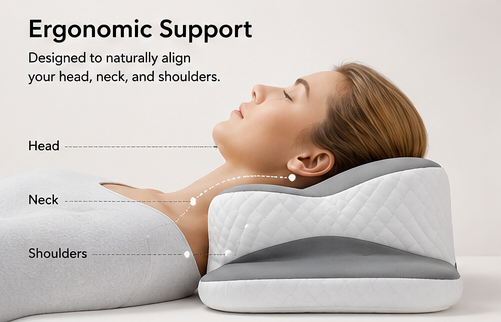 Premium Ergonomic Cooling Memory Foam Pillow