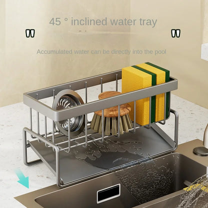 Stainless Steel Sink Caddy – Kitchen Sponge & Dishcloth Drainage Rack