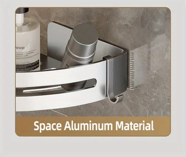 Bathroom Corner Storage Shelf – Wall Mounted Organizer Rack (White)