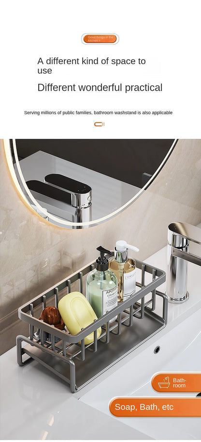 Stainless Steel Sink Caddy – Kitchen Sponge & Dishcloth Drainage Rack