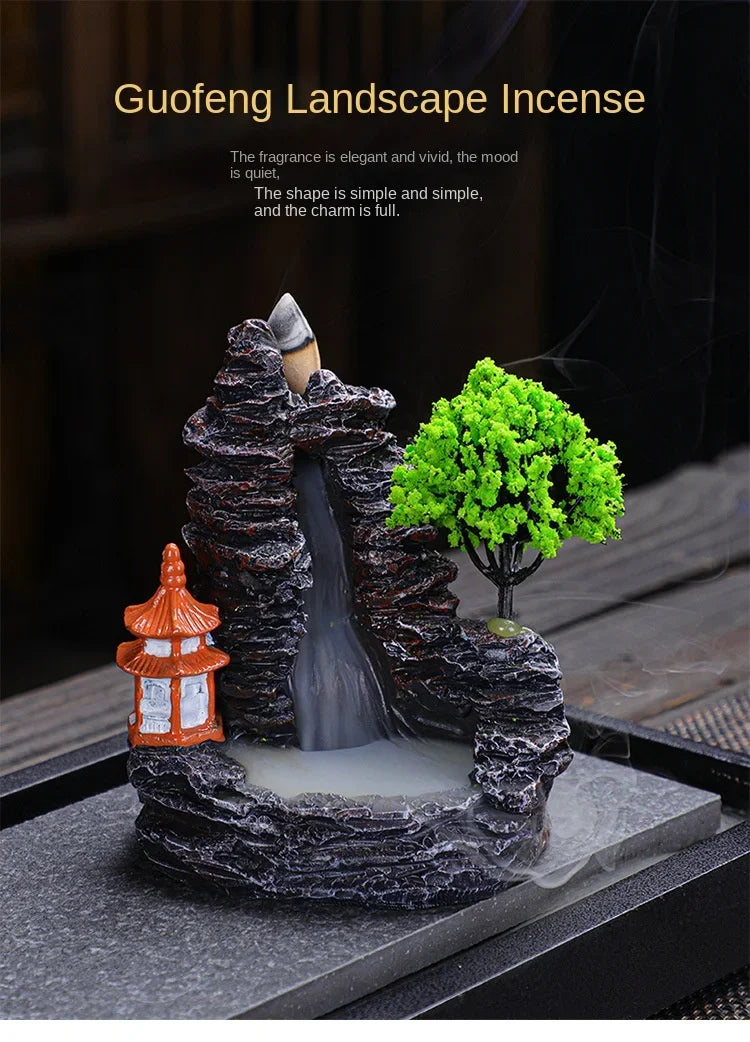 Backflow Incense Burner Waterfall – Ceramic Aromatherapy Holder with Cascading Smoke Effect