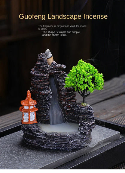 Backflow Incense Burner Waterfall – Ceramic Aromatherapy Holder with Cascading Smoke Effect