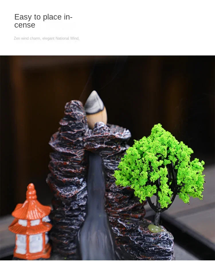 Backflow Incense Burner Waterfall – Ceramic Aromatherapy Holder with Cascading Smoke Effect