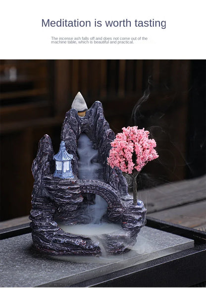 Backflow Incense Burner Waterfall – Ceramic Aromatherapy Holder with Cascading Smoke Effect