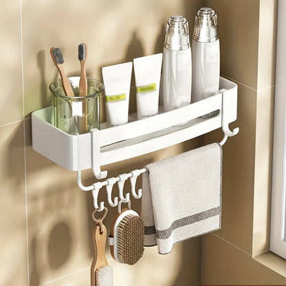 Bathroom Corner Storage Shelf – Wall Mounted Organizer Rack (White)
