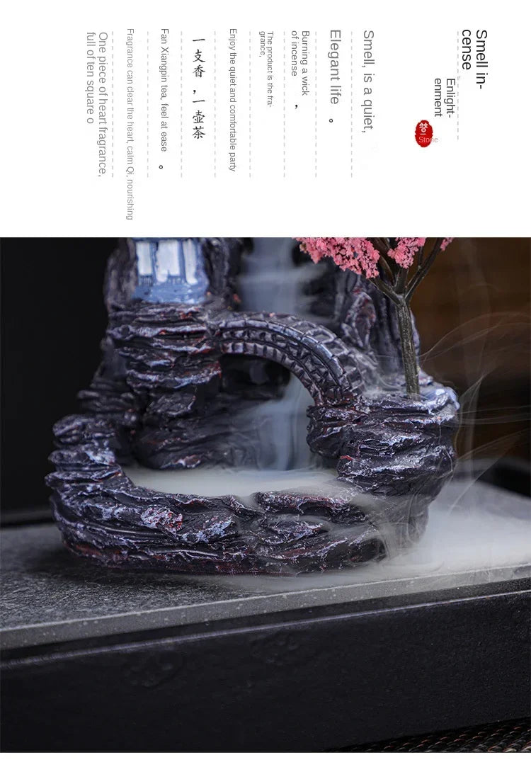 Backflow Incense Burner Waterfall – Ceramic Aromatherapy Holder with Cascading Smoke Effect