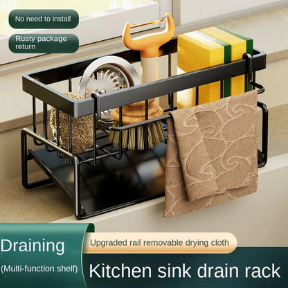 Stainless Steel Sink Caddy – Kitchen Sponge & Dishcloth Drainage Rack
