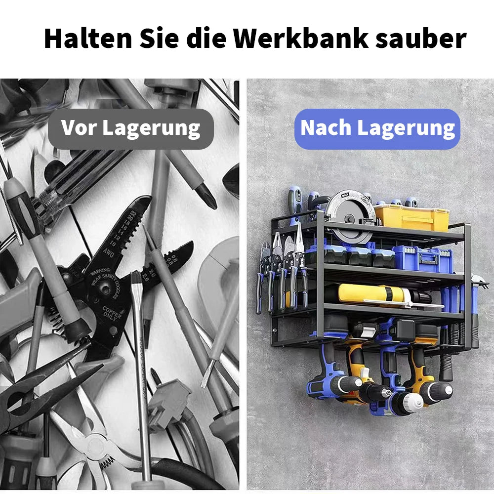 Wall Mounted Power Tool Rack – Electric Drill & Workshop Storage Organizer