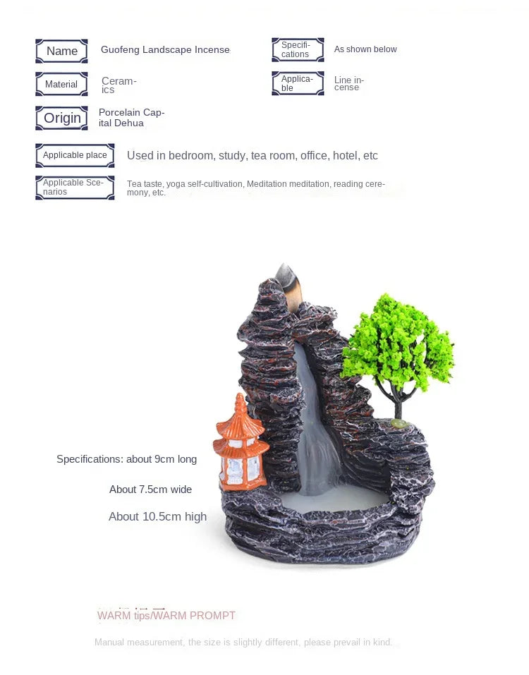 Backflow Incense Burner Waterfall – Ceramic Aromatherapy Holder with Cascading Smoke Effect