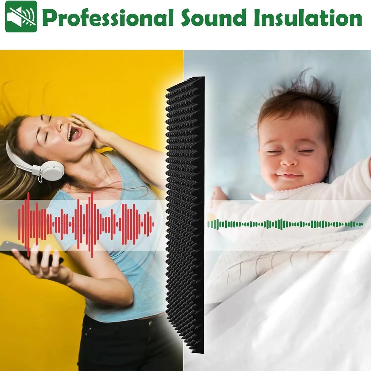 Acoustic Foam Panels – Self-Adhesive Soundproof Wall Tiles