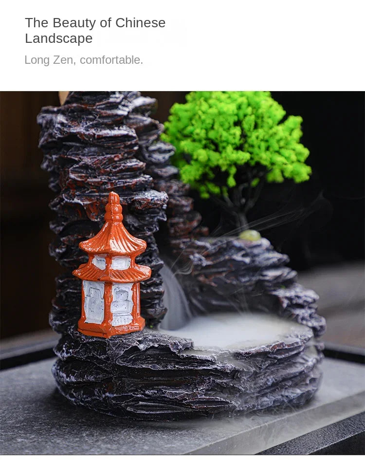 Backflow Incense Burner Waterfall – Ceramic Aromatherapy Holder with Cascading Smoke Effect