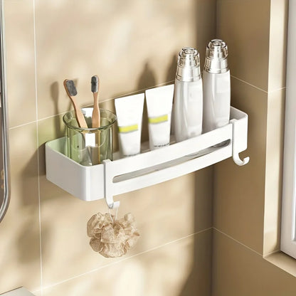 Bathroom Corner Storage Shelf – Wall Mounted Organizer Rack (White)