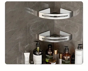 Bathroom Corner Storage Shelf – Wall Mounted Organizer Rack (White)