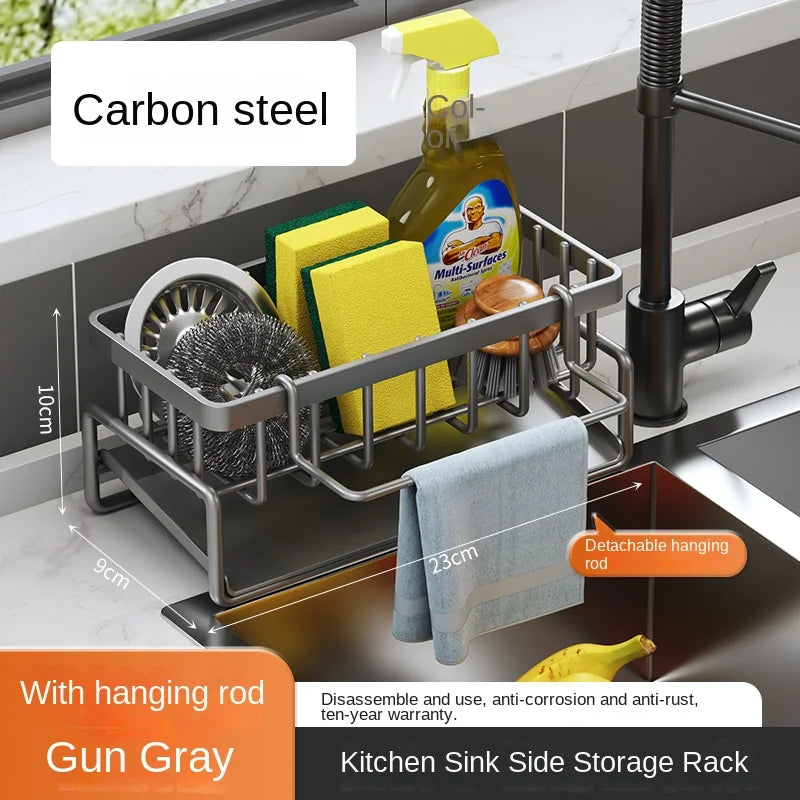 Stainless Steel Sink Caddy – Kitchen Sponge & Dishcloth Drainage Rack