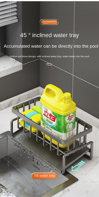 Stainless Steel Sink Caddy – Kitchen Sponge & Dishcloth Drainage Rack