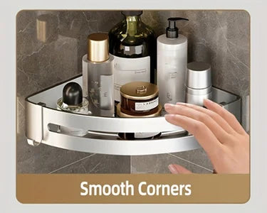 Bathroom Corner Storage Shelf – Wall Mounted Organizer Rack (White)