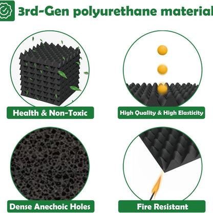 Acoustic Foam Panels – Self-Adhesive Soundproof Wall Tiles