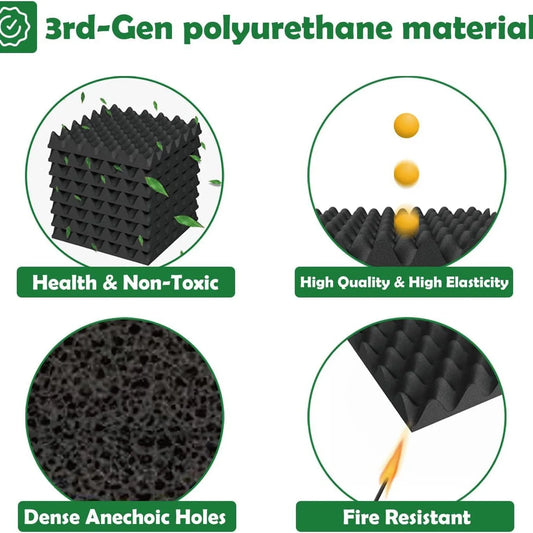 Acoustic Foam Panels – Self-Adhesive Soundproof Wall Tiles