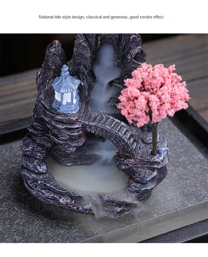 Backflow Incense Burner Waterfall – Ceramic Aromatherapy Holder with Cascading Smoke Effect